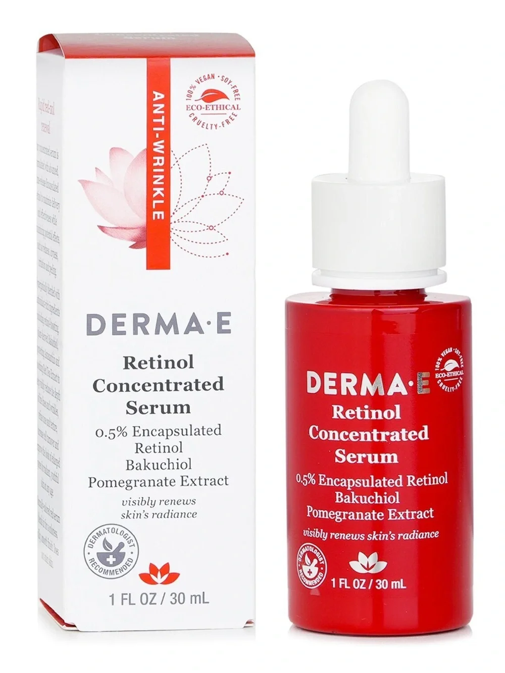 DERMA E Retinol Concentrated Serum, Fight Fine Lines & Wrinkles 1 fl oz - NIB